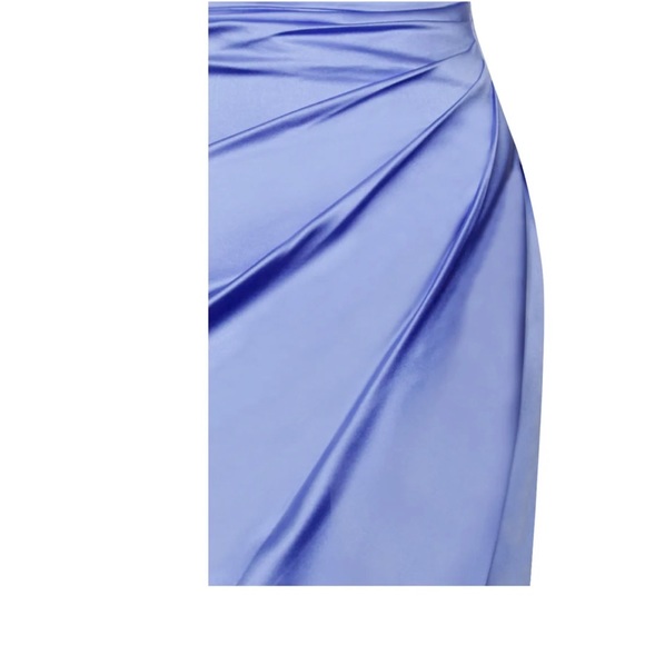 Miss Circle Blue high split satin dress - Picture 3 of 9